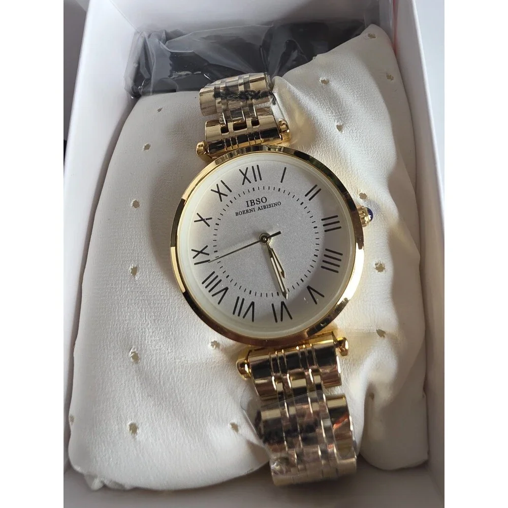 Ibsoboerni Aibisino Women Stainless Steel Band Quartz Wristwatch / 3663 Gold
